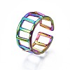304 Stainless Steel Rectangle Cuff Ring RJEW-N038-086-4