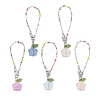 Glass Flower Cup Charms HJEW-JM02850-2