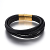 Leather Cord Multi-Strand Bracelets BJEW-E352-38B-G-1