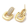 Clear Cubic Zirconia Square Dangle Stud Earrings EJEW-Q769-03G-2