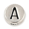 925 Sterling Silver Flat Round with Letter Beads LS-STER-G044-01AS-A-1