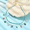 2Pcs 2 Style Natural & Synthetic Mixed Gemstone Chip Beaded Bib Necklaces Set NJEW-TA00106-5