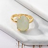 Hexagon Natural Green Aventurine Finger Rings RJEW-B113-02G-07-4