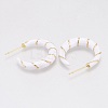 Brass Enamel Half Hoop Earrings EJEW-L231-62B-2