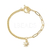 Sun Brass Clear Cubic Zirconia Charm Bracelets BJEW-JB10392-01-1