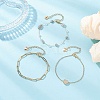 304 Stainless Steel Heart & Natural Labradorite Nuggets Link Chain 3 Layer Stackable Necklaces BJEW-JB12459-02-1