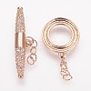 Brass Micro Pave Cubic Zirconia Ring Toggle Clasps ZIRC-P050-11RG-2