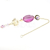 Natural Agate Piece & Metal Evil Eye Moon Hanging Ornaments PW-WG66301-02-2