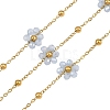 Glass & 304 Stainless Steel Cable Chain Beaded Chains SA-CBAD321-03A-1