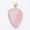 Faceted Natural Rose Quartz Pendants X-G-F340-02B-1