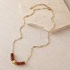 Synthetic Goldstone Hexagon Heishi Beads & 304 Stainless Steel Paperclip Chain Necklaces for Women SG1071-2-3