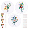 3Pcs 3 Style Vase & Flower Pattern DIY Display Decoration Embroidery Beginner Kit DIY-TA0006-16-1