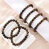 Natural Tiger Eye Beaded Stretch Bracelets X-BJEW-F203-04-3