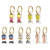 Handmade Porcelain & 316L Surgical Stainless Steel Hoop Dangle Earrings EJEW-JE07530-3