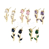 Brass Micro Pave Cubic Zirconia Stud Earrings KK-CBA8324-20G-2