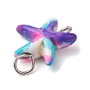 6Pcs 6 Colors Dyed Synthetic Turquoise Starfish Connector Charms PALLOY-JF02727-4