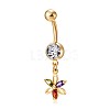 Brass Cubic Zirconia Navel Ring AJEW-EE0004-13-5