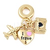 Rack Plating Brass Clear Cubic Zirconia European Dangle Charms KK-P287-18B-G-1