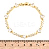 Brass Pave Cubic Zirconia Heart Link Chain Bracelets for Women KK-CBA68DA-10G-01-5