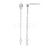 925 Sterling Silver Stud Earring Findings with Cubic Zirconia STER-T007-24P-2