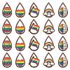 40Pcs 5 Styles Rainbow Printed Aspen Wood Big Pendants WOOD-CJ0001-69-1