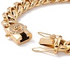 Ion Plating(IP) 304 Stainless Steel Curb Chains Bracelet with Rhinestone Skull Clasp for Women BJEW-E107-09G-2