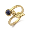304 Stainless Steel with Natural Lapis Lazuli Ring RJEW-Z031-01G-01-1