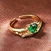 Mother's Day Brass Pave Cubic Zirconia Cuff Open Rings CU-CBACDF6-06G-02-3