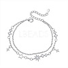 Brass Pave Clear Cubic Zirconia Star Tassel 2-Strand Bracelets for Women WG8024F-01-4