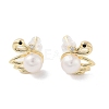 Natural Pearl Swan Stud Earrings EJEW-P256-66G-1