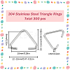 SUNNYCLUE 300Pcs 304 Stainless Steel Triangle Rings STAS-SC0006-25-2