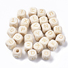 Carved Natural Wood European Beads X-WOOD-T026-007-1