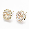 Brass Micro Pave Clear Cubic Zirconia Stud Earring Findings KK-T062-52G-NF-1