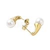 304 Stainless Steel Shell Pearl Round Stud Earrings for Women EJEW-U020-27G-2