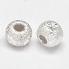 Fancy Cut Textured 925 Sterling Silver Round Beads STER-F012-04-1