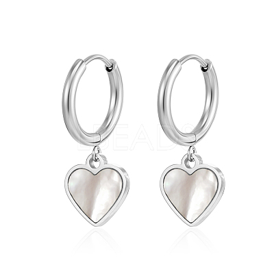 Stylish Heart Stainless Steel Hoop Earrings CL8045-1-1