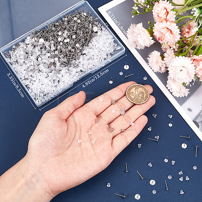 800Pcs 2 Styles 304 Stainless Steel Flat Round Blank Peg Stud Earring Findings FIND-BBC0003-52-1