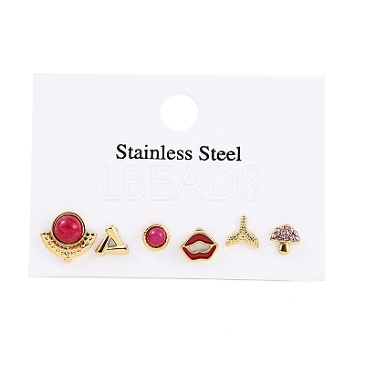 304 Stainless Steel Rhinestone Stone Dyeing Stud Earrings EJEW-S224-04G-05-1