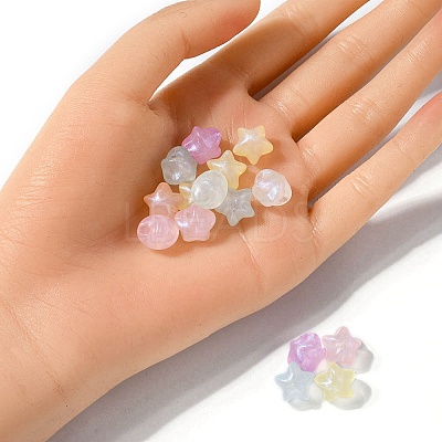Rainbow Iridescent Plating Acrylic Beads CACR-YW0001-07-1