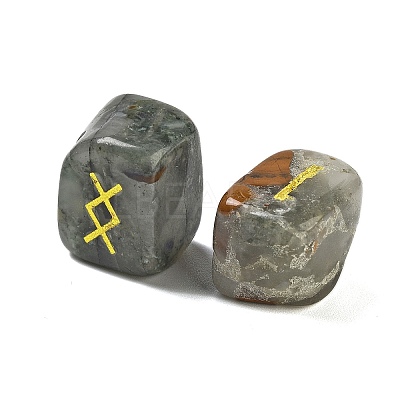 Rectangle Natural Bloodstone Rune Stones G-Z059-01L-1