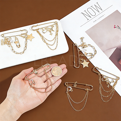 6Pcs 3 Stylesc Alloy Safety Pins JEWB-HY0001-66A-1