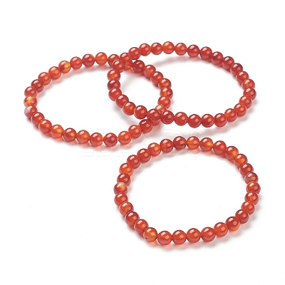 Natural Red Agate Beaded Stretch Bracelets BJEW-D446-B-26-1