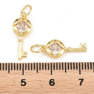 Brass Micro Pave Clear Cubic Zirconia Pendants KK-H292-12G-1
