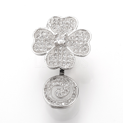 Brass Micro Pave Cubic Zirconia Magnetic Clasps ZIRC-S058-05P-1