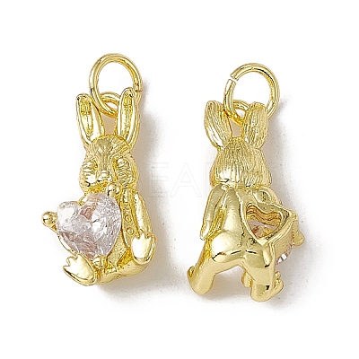 Rack Plating Brass Cubic Zirconia Pendants KK-C007-20G-1