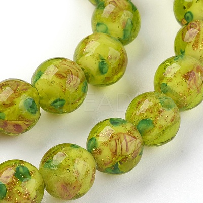 Handmade Gold Sand Lampwork Beads Strands LAMP-P051-D03-1