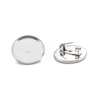 Tarnish Resistant 304 Stainless Steel Brooch Cabochon Settings LS-STAS-G250-04P-A-1