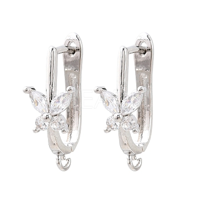 Brass Micro Pave Cubic Zirconia Hoop Earring Findings CU-CBAB5B4-05P-1