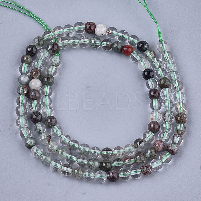 Natural Green Lodolite Quartz/Garden Quartz Beads Strands X-G-S333-6mm-036-1