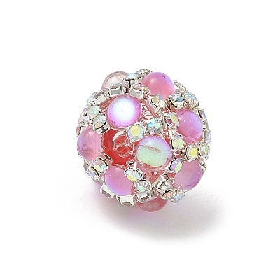 Sparkling Acrylic Encrusted Round Beads CLAY-NH0003-03S-01-1